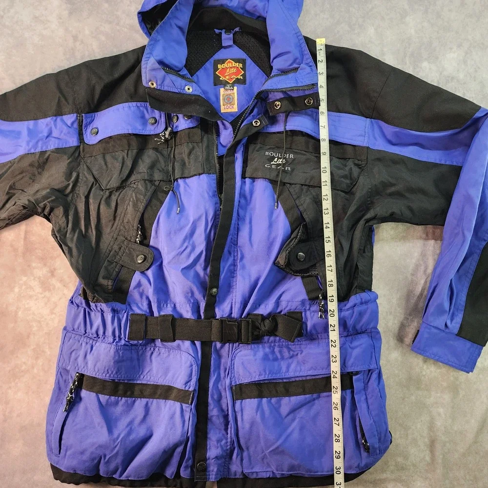 Vintage Boulder Lite Gear‎ Mens Black Purple/Blue Hooded Insulated Ski Jacket L